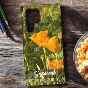 Coque Samsung Galaxy Effet Brosse Sèche Photo Pavot de Californie Perso