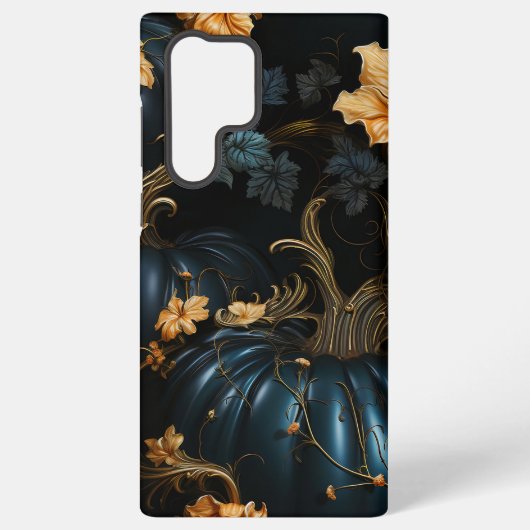 COQUE SAMSUNG GALAXY ÉFFRAYANT BLEU ET OR GOTHIQUE HALLOWEEN CITROUILLE (Verso)