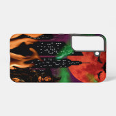 Coque Samsung Galaxy Éffrayant Fire Witch Cityscape Red Moon Halloween (Verso Horizontal)