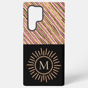 Coque Samsung Galaxy Élégant Abstrait Monogramme Or Jaune