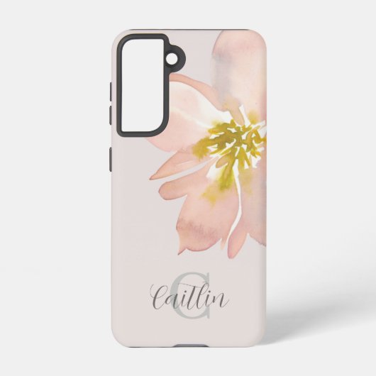 Coque Samsung Galaxy Élégant Aquarelle rose pâle Monogramme floral (Verso)