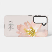 Coque Samsung Galaxy Élégant Aquarelle rose pâle Monogramme floral (Verso Horizontal)