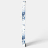 Coque Samsung Galaxy Élégant bleu gravé Nom floral / Monogramme (Côté gauche)