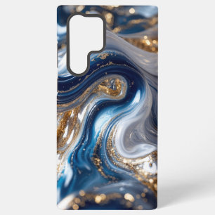 Coque Samsung Galaxy Elégant Blue Gold Abstrait Wave 3D Motif