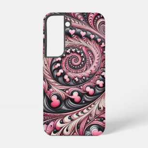 Coque Samsung Galaxy Élégant Boîtier de téléphone rose et noir Paisley