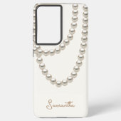 Coque Samsung Galaxy Elégant collier Pearl blanc (Verso)