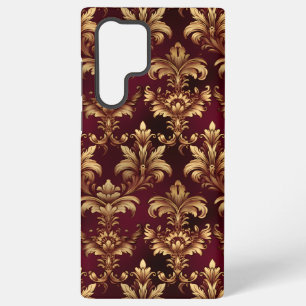 Coque Samsung Galaxy Élégant Damas bordeaux - Vintage Floral baroque
