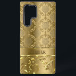 Coque Samsung Galaxy Élégant Damas d'or métallique et dentelle<br><div class="desc">Elégante ceinture ornée,  vintage damas florales et dentelle dans les tons or métallique. monogramme personnalisé. Demandez toute couleur que vous voulez en m'envoyant un courriel.</div>