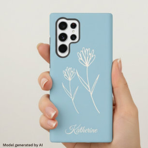 Coque Samsung Galaxy Élégant Fleur Simple Bleu Poussiéreux Sports
