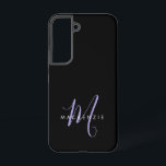 Coque Samsung Galaxy Élégant moderne Lavande Noire Script Monogramme<br><div class="desc">Élégant Noir Lavande Script Monogramme Téléphone Boîtier. Un élégant monogramme de script Lavender combiné à une police de san-serif blanche propre donne un look contemporain.</div>