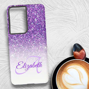 Coque Samsung Galaxy Élégant Monogram Purple Parties scintillant Ombre