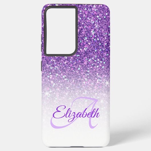 Coque Samsung Galaxy Élégant Monogram Purple Parties scintillant Ombre (Verso)