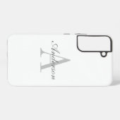 Coque Samsung Galaxy Élégant Monogramme blanc et gris (Verso Horizontal)