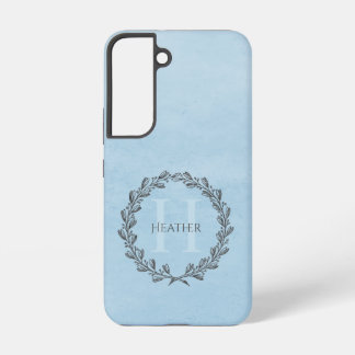 Coque Samsung Galaxy Élégant monogramme de couronne | Bleu
