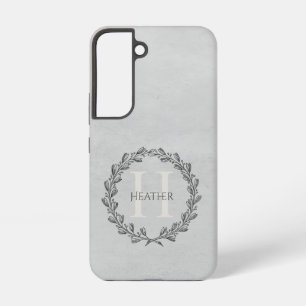 Coque Samsung Galaxy Élégant monogramme de couronne Gris