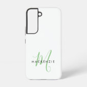 Coque Samsung Galaxy Élégant Monogramme moderne blanc vert Script (Verso)