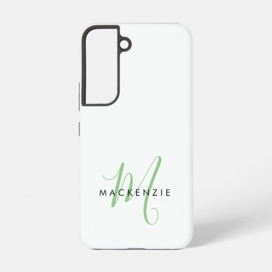 Coque Samsung Galaxy Élégant Monogramme moderne blanc vert Script (Verso)