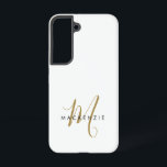 Coque Samsung Galaxy Élégant Monogramme moderne en or blanc<br><div class="desc">Élégant Boîtier de téléphone Monogramme de Script Or Blanc Moderne. Un élégant monogramme en or combiné à une police de san-serif noire propre donne un look contemporain.</div>