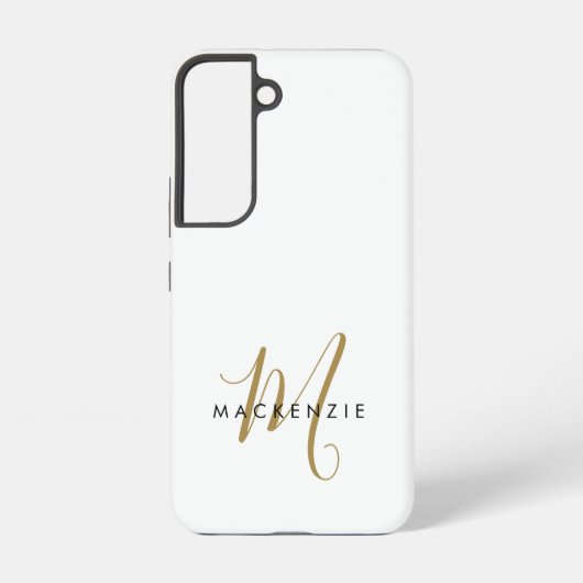 Coque Samsung Galaxy Élégant Monogramme moderne en or blanc (Verso)