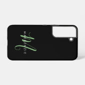 Coque Samsung Galaxy Élégant Monogramme moderne noir vert Script (Verso Horizontal)