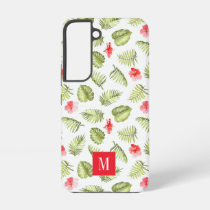 Coque Samsung Galaxy Élégant Monogramme vert Feuilles de palmier botani