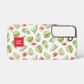 Coque Samsung Galaxy Élégant Monogramme vert Feuilles de palmier botani (Verso Horizontal)