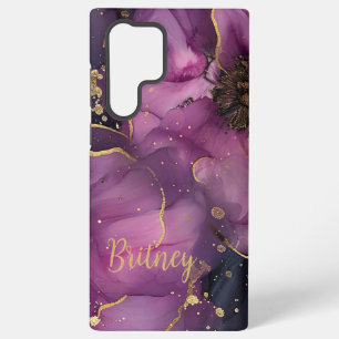 Coque Samsung Galaxy élégant motif floral aquarelle rose et or