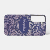 Coque Samsung Galaxy Élégant motif Vintage pourpre damassé (Verso Horizontal)