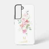 Coque Samsung Galaxy Elegant Pink Floral Gold Script Monogram (Verso)