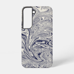 Coque Samsung Galaxy Élégant Tourbillon de Marbre Bleu et Blanc