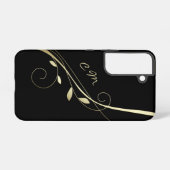 Coque Samsung Galaxy Élégante feuille d'or spirale noir Monogramme (Verso Horizontal)