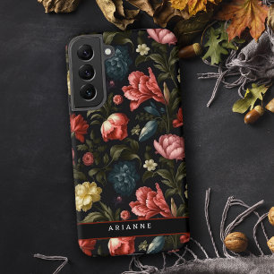 Coque Samsung Galaxy Élégante Fleur Fantasy Personnalisée Noir