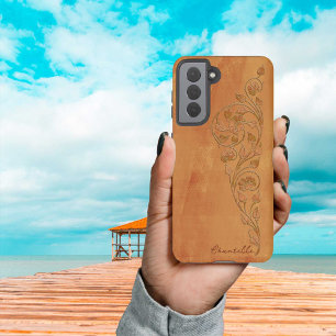 Coque Samsung Galaxy Elégante Shabby Girly Golden Yellow Floral Nom