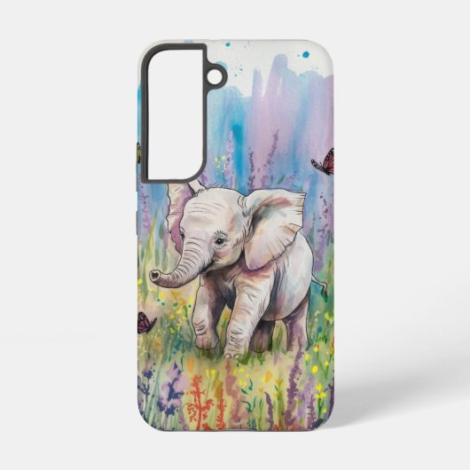 Coque Samsung Galaxy Elephant bébé dans le jardin Fleur sauvage (Verso)