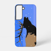 Coque Samsung Galaxy Elk bouillonnant en hiver - Art original de la fau (Verso)