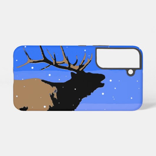 Coque Samsung Galaxy Elk bouillonnant en hiver - Art original de la fau (Verso Horizontal)