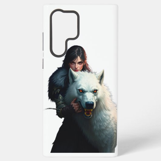 Coque Samsung Galaxy Embrasser le guerrier de l'Imaginaire et le loup à (Verso)