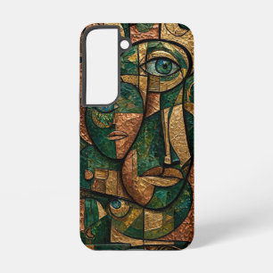 Coque Samsung Galaxy Émeraude Cuivre Or Cubiste Trois Visages