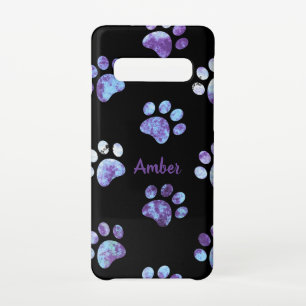 Coque Samsung Galaxy S10 Empreinte de patte texturé violet Motif personnal