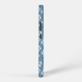 Coque Samsung Galaxy Empreintes de pattes blancs en bleu - Rustique Ama (Côté droit)