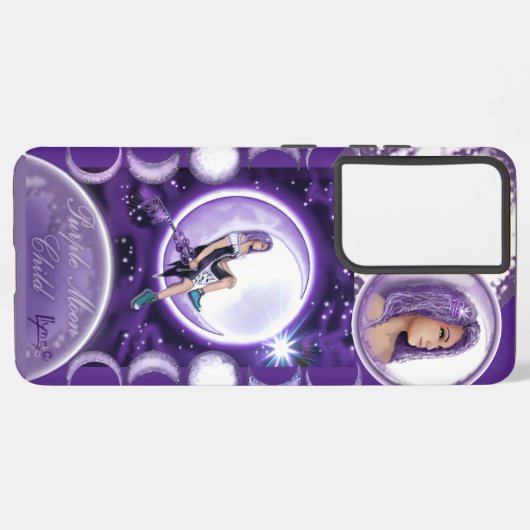 Coque Samsung Galaxy Enfant mauve lune (Côté gauche)