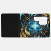 Coque Samsung Galaxy Étoile brillante Blue Flower Gold (Verso Horizontal)