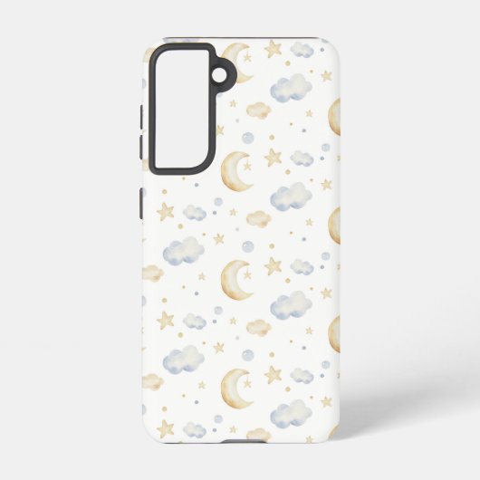 Coque Samsung Galaxy Etoiles de lune d'aquarelle et Motif de nuage (Verso)