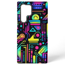 Étui Apple Samsung Neon Rétro Tech Circuit Pattern