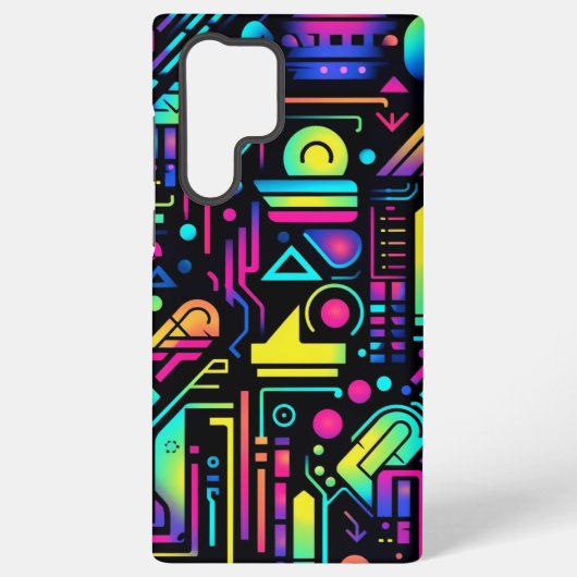 Coque Samsung Galaxy Étui Apple Samsung Neon Rétro Tech Circuit Pattern (Verso)