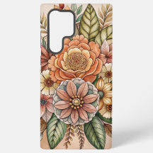 Étui Boho Floral Tons Terre pour Samsung Galaxy