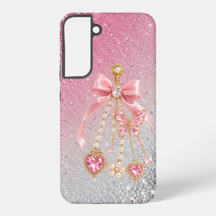 Coque Samsung Galaxy Étui Coquette Lux Papillon Rose S22 Plus