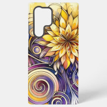 Étui de téléphone à motif floral et spiralé