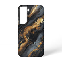 Étui de téléphone en marbre noir et or de luxe