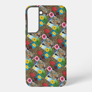 Coque Samsung Galaxy Étui de téléphone léopard et fleurs